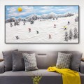 Skier on Snowy Mountain Wall Art Sport White Snow Skiing Room Decor by Knife 18